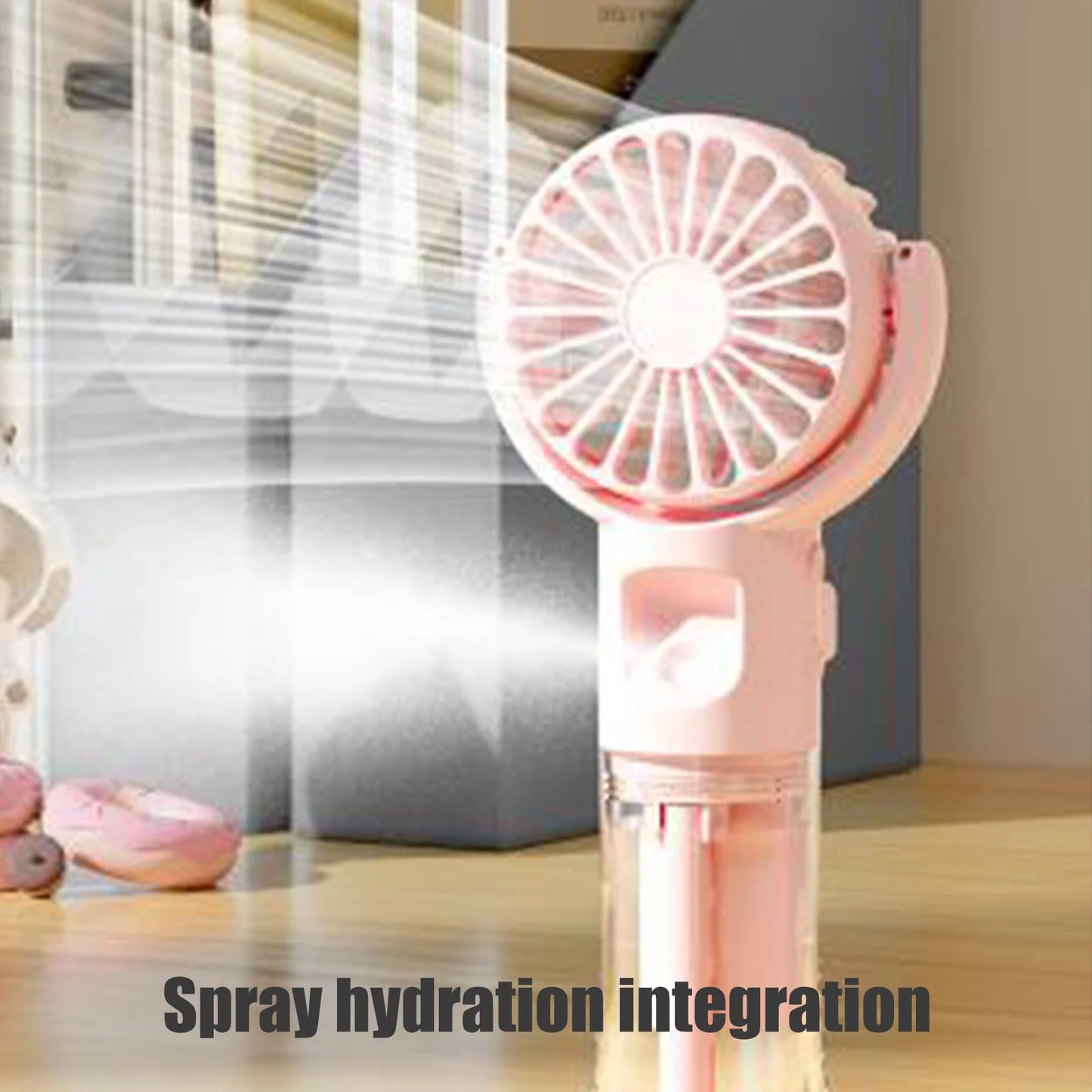 Mini Portable Water Misting Fan, 4 Speeds,Powerful Handheld Fan USB Rechargeable