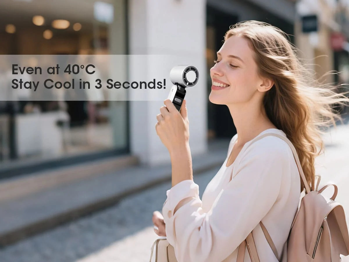 Handheld Fan with Ice Cooler and Flashlight, Chill to 60℉ In Seconds