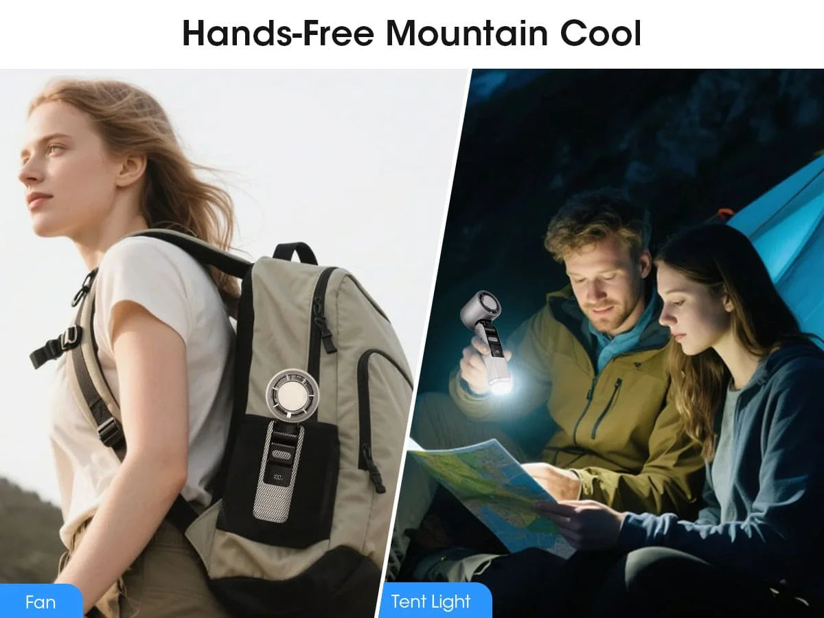 Handheld Fan with Ice Cooler and Flashlight, Chill to 60℉ In Seconds
