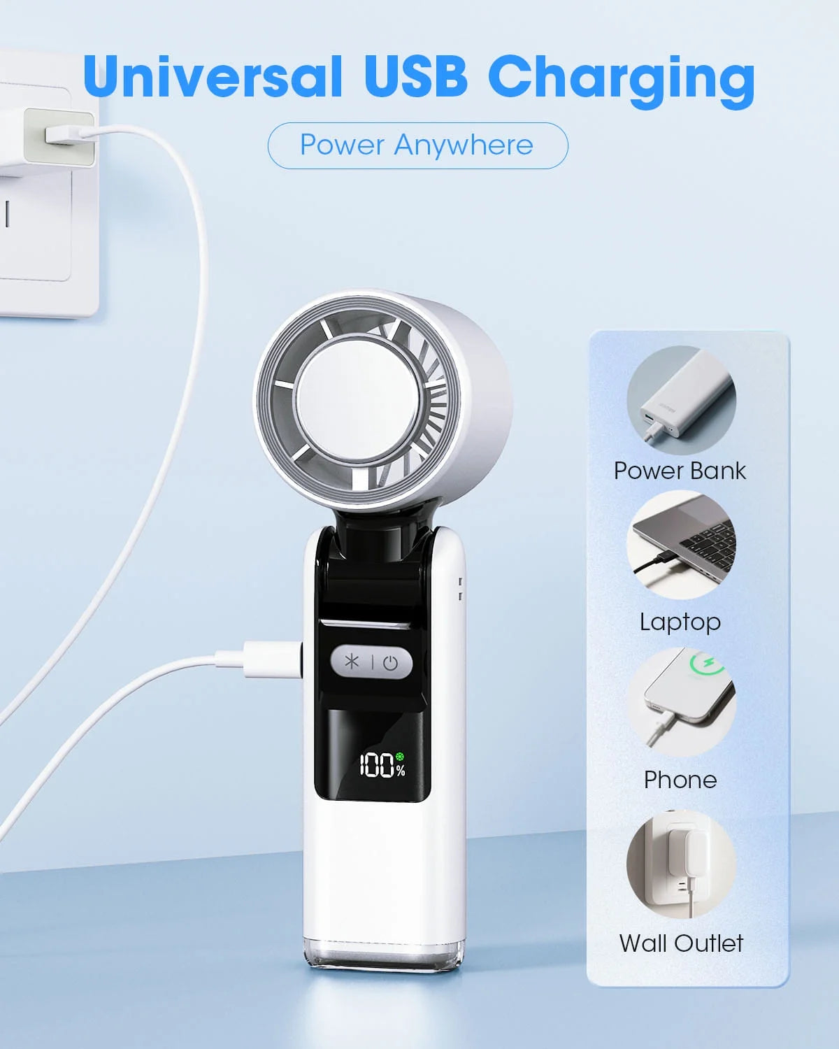 Handheld Fan with Ice Cooler and Flashlight, Chill to 60℉ In Seconds