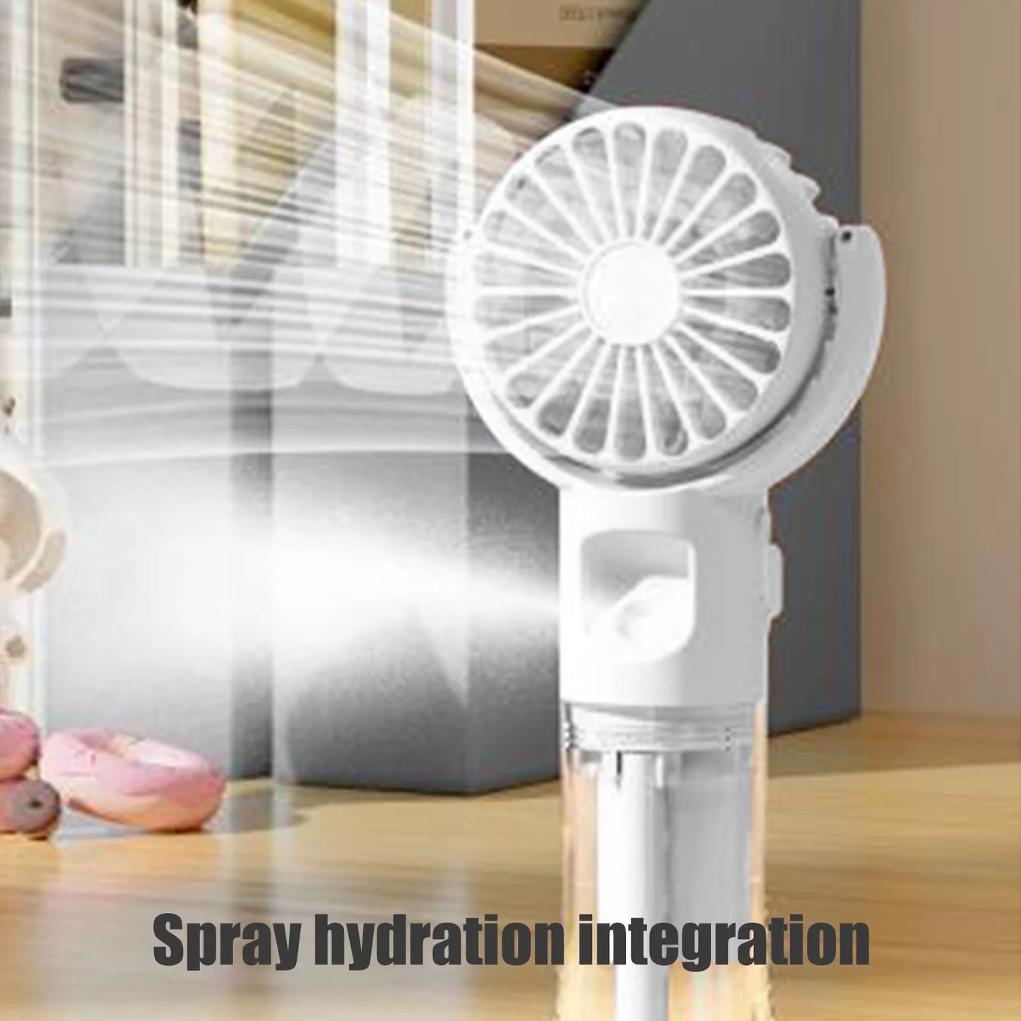 Mini Portable Water Misting Fan, 4 Speeds,Powerful Handheld Fan USB Rechargeable