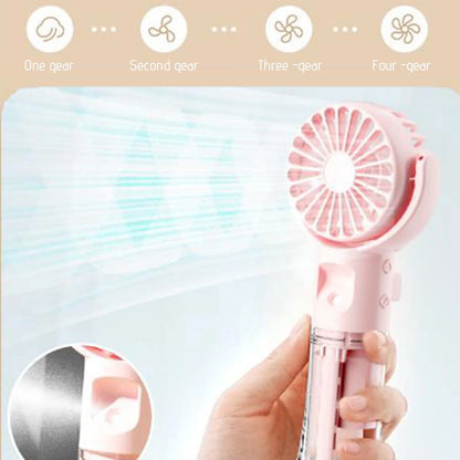 Mini Portable Water Misting Fan, 4 Speeds,Powerful Handheld Fan USB Rechargeable