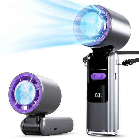 Handheld Fan with Ice Cooler and Flashlight, Chill to 60℉ In Seconds