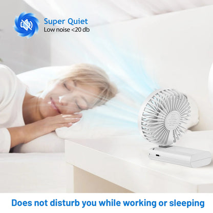 Handheld Fan, Foldable Pocket Fan with 3000 mAh Battery, Mini Desk Fan