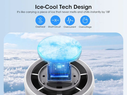 Handheld Fan with Ice Cooler and Flashlight, Chill to 60℉ In Seconds