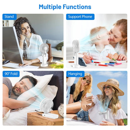 Handheld Fan, Foldable Pocket Fan with 3000 mAh Battery, Mini Desk Fan