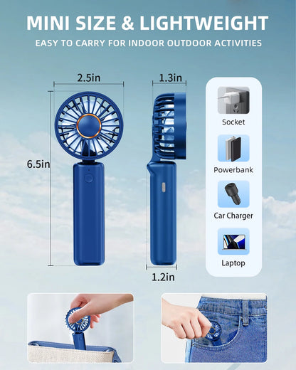 Handheld Fan , Mini Desk Fan Foldable 2000mAh, 180° Ratotion