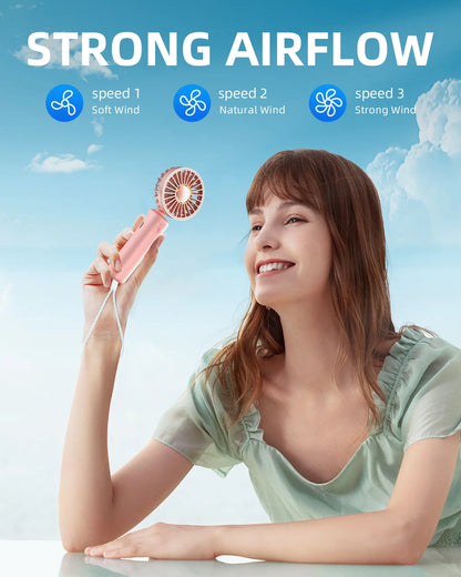 Handheld Fan , Mini Desk Fan Foldable 2000mAh, 180° Ratotion
