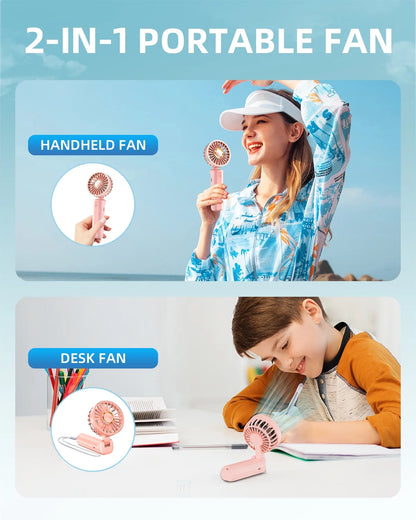 Handheld Fan , Mini Desk Fan Foldable 2000mAh, 180° Ratotion