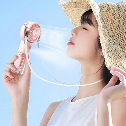 Mini Portable Water Misting Fan, 4 Speeds,Powerful Handheld Fan USB Rechargeable