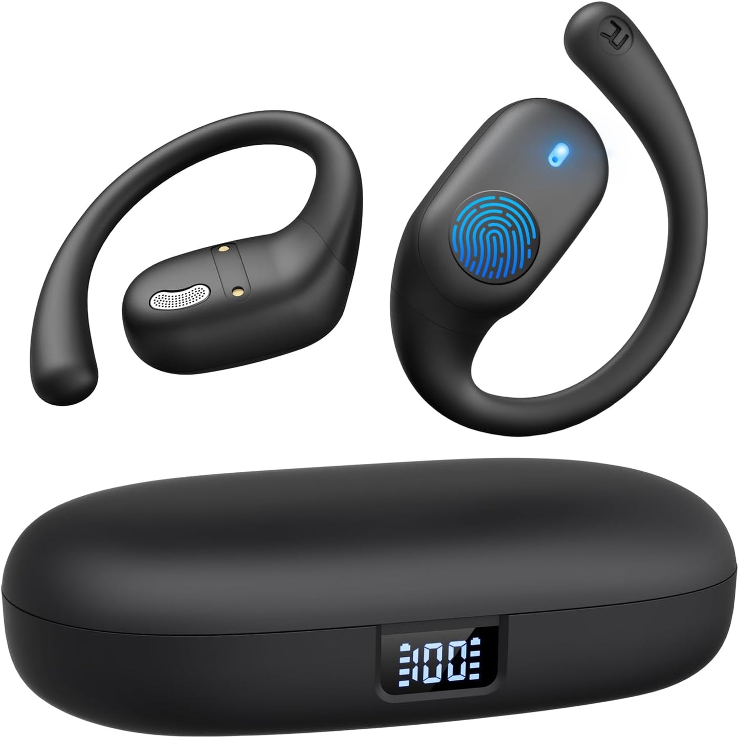 Open Ear Headphones, Bluetooth Headphones 5.3 Sports with Smart Digital Display