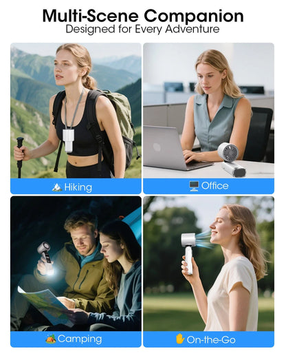 Handheld Fan with Ice Cooler and Flashlight, Chill to 60℉ In Seconds