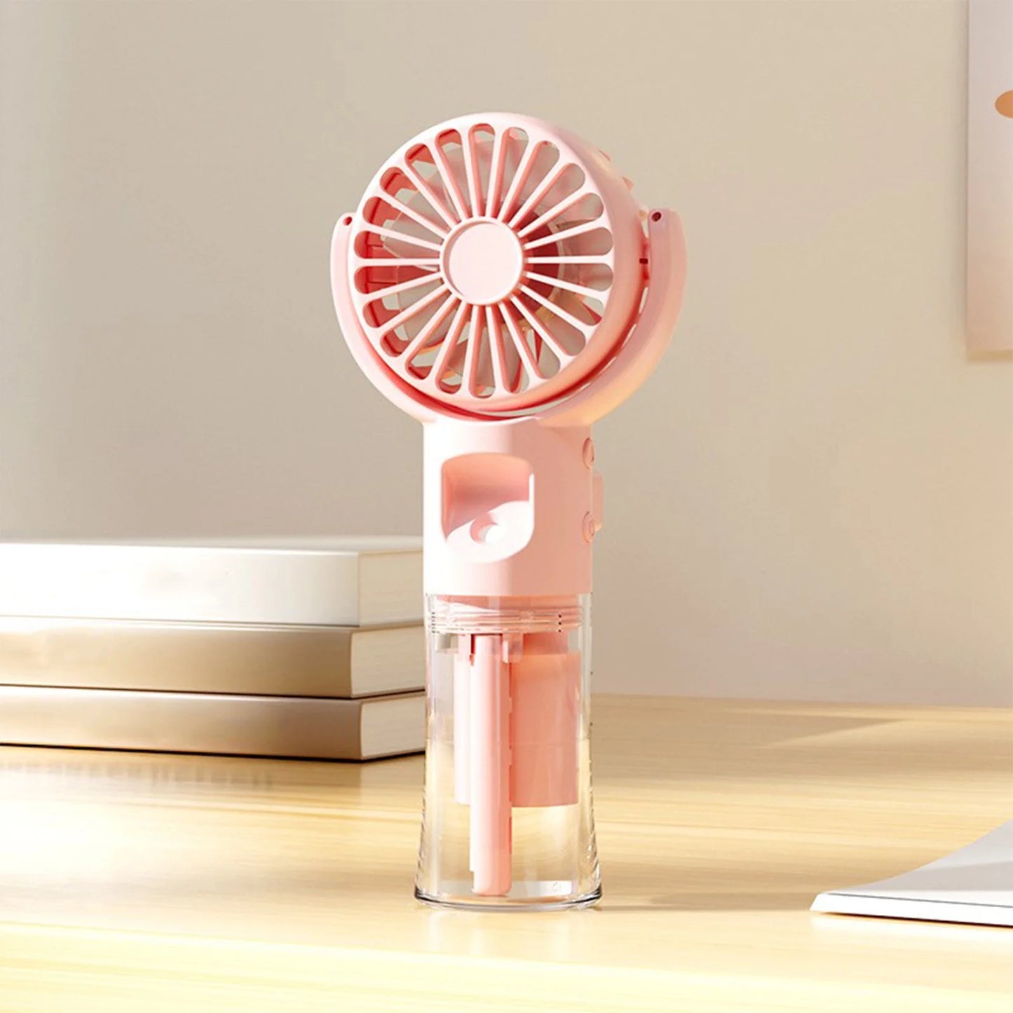 Mini Portable Water Misting Fan, 4 Speeds,Powerful Handheld Fan USB Rechargeable