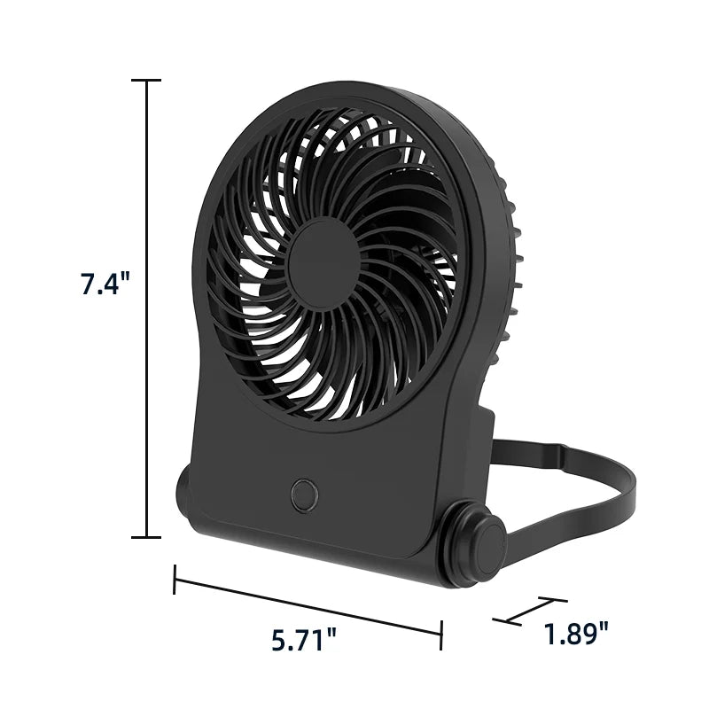 On-the-Go Folding Personal Fan for Stroller, Car Seat, Treadmill, Black