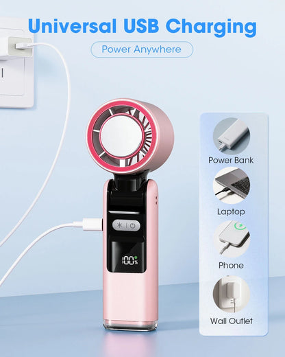 Handheld Fan with Ice Cooler and Flashlight, Chill to 60℉ In Seconds