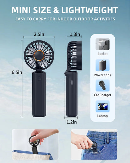 Handheld Fan , Mini Desk Fan Foldable 2000mAh, 180° Ratotion