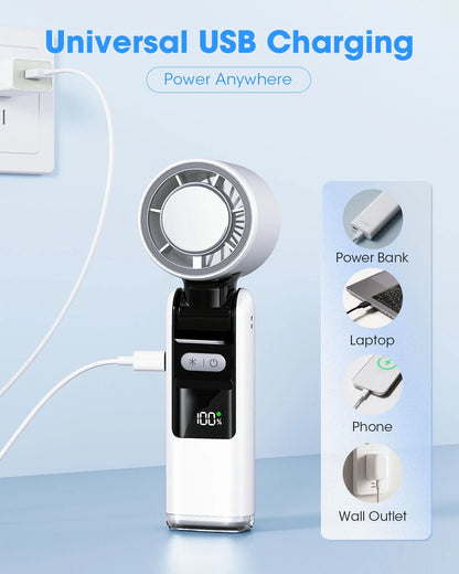 Handheld Fan with Ice Cooler and Flashlight, Chill to 60℉ In Seconds