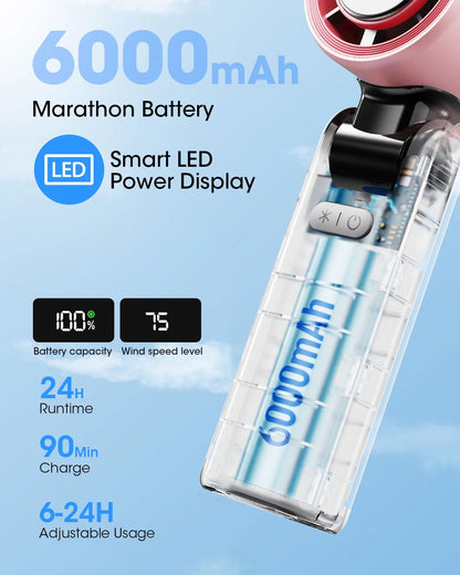 Handheld Fan with Ice Cooler and Flashlight, Chill to 60℉ In Seconds