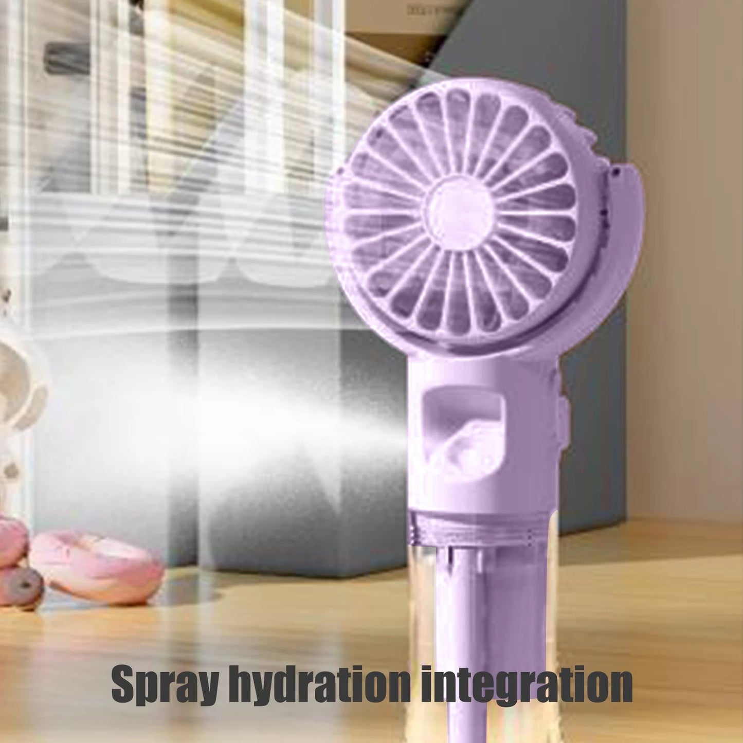 Mini Portable Water Misting Fan, 4 Speeds,Powerful Handheld Fan USB Rechargeable