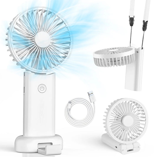 Handheld Fan, Foldable Pocket Fan with 3000 mAh Battery, Mini Desk Fan