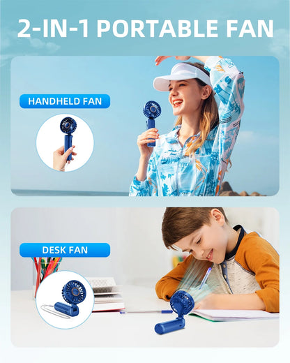 Handheld Fan , Mini Desk Fan Foldable 2000mAh, 180° Ratotion
