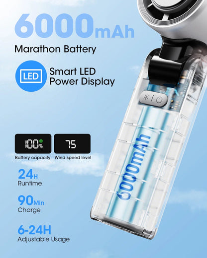 Handheld Fan with Ice Cooler and Flashlight, Chill to 60℉ In Seconds