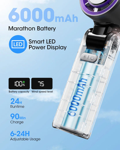 Handheld Fan with Ice Cooler and Flashlight, Chill to 60℉ In Seconds