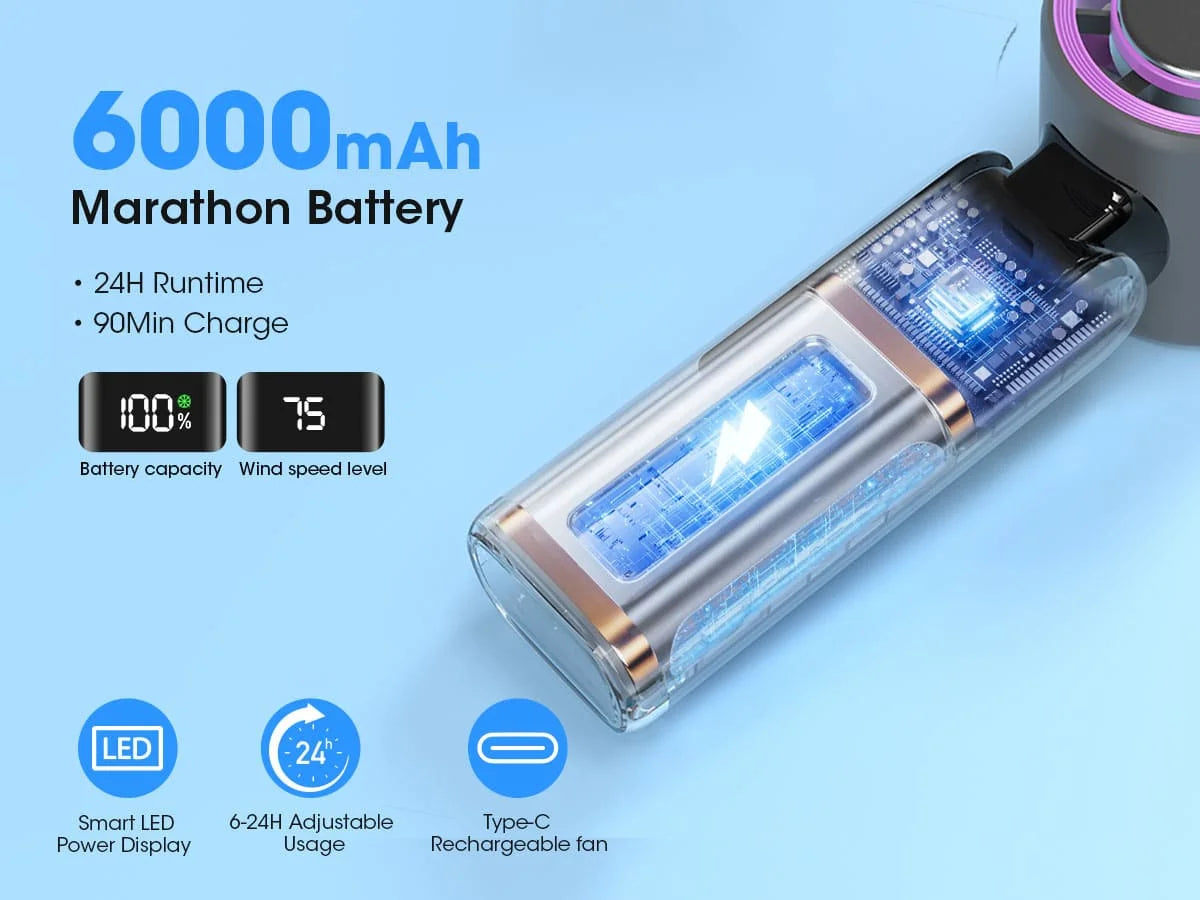Handheld Fan with Ice Cooler and Flashlight, Chill to 60℉ In Seconds