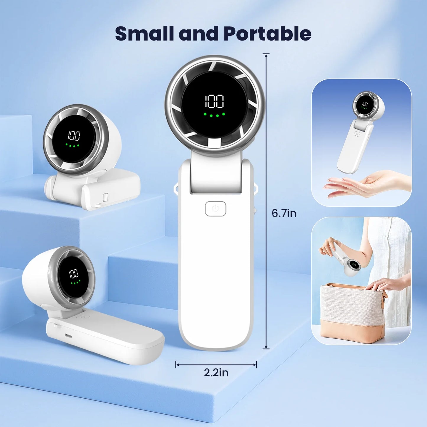Portable Fan, Mini Handheld Fan with 100 Speeds Air Turbo Personal Fan