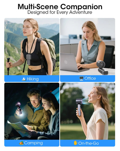 Handheld Fan with Ice Cooler and Flashlight, Chill to 60℉ In Seconds