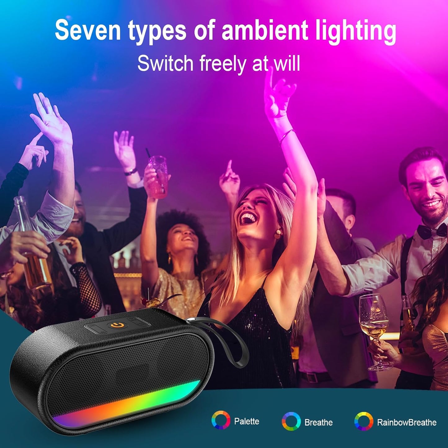 Portable Bluetooth Speaker with LED Lights