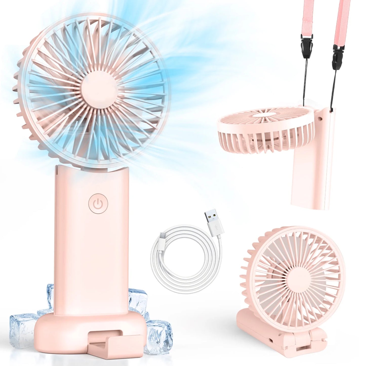 Handheld Fan, Foldable Pocket Fan with 3000 mAh Battery, Mini Desk Fan